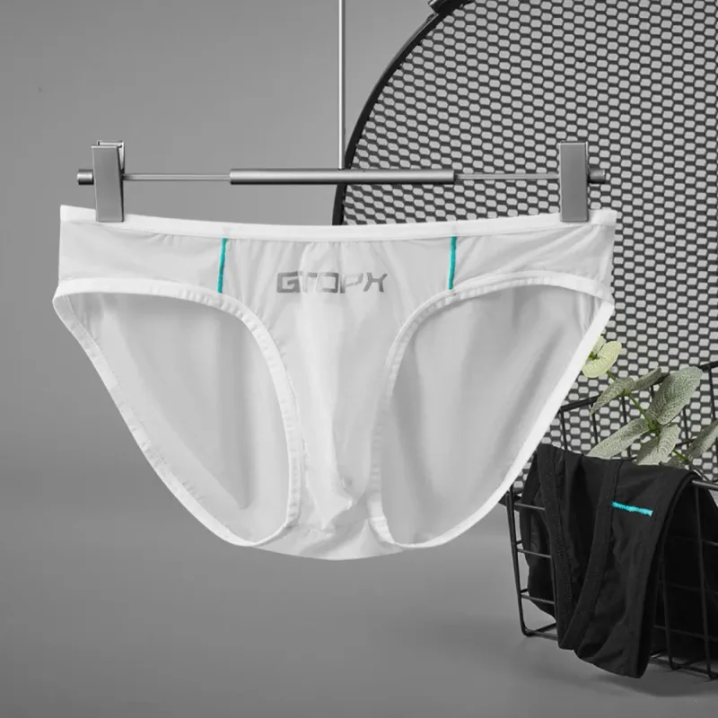 Ice Silk Briefs Comfortable Mens Sexy Panties Breathable Pouch Jockstrap Low Rise Daily Simple Intimate Underwear