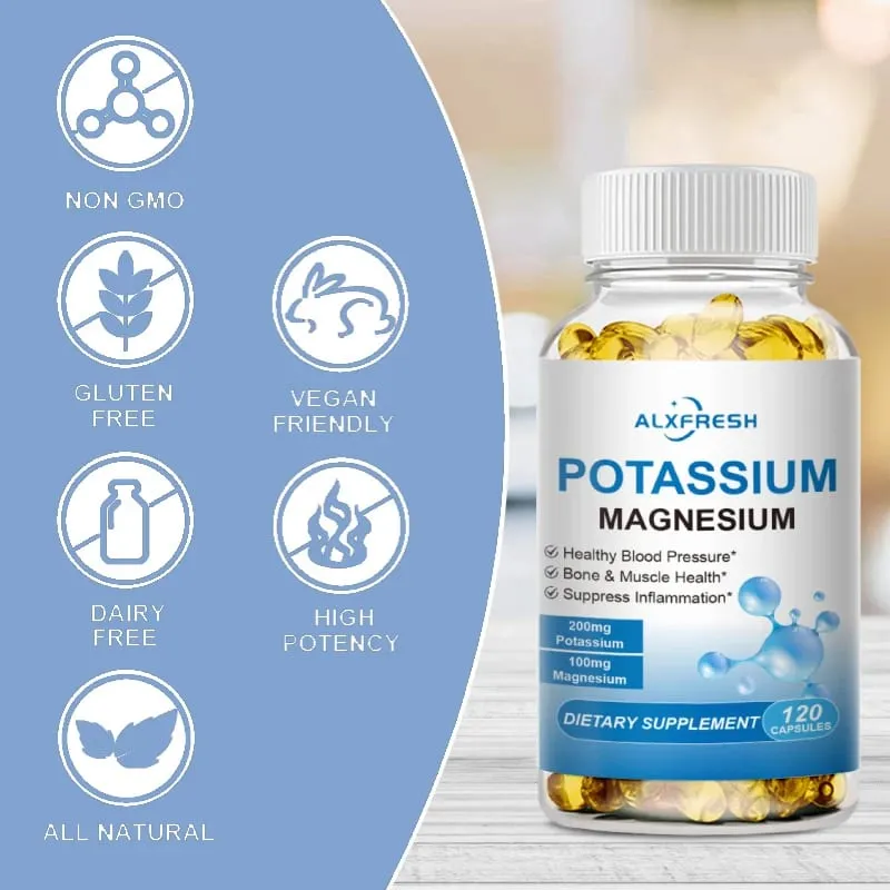 Capsule di potassio e magnesio per la bellezza, la salute, la qualità del sonno, il fitness veloce, i crampi muscolari ossei e l'immunità cellulare cardiovascolare
