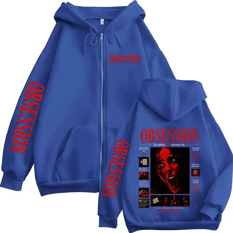 Horror Movie Obsession Nikki Merch Zipper Hoodies Men's Women Casual Loose Long Sleeves Zip Up Hooded Sweatshirts Jackets Coats