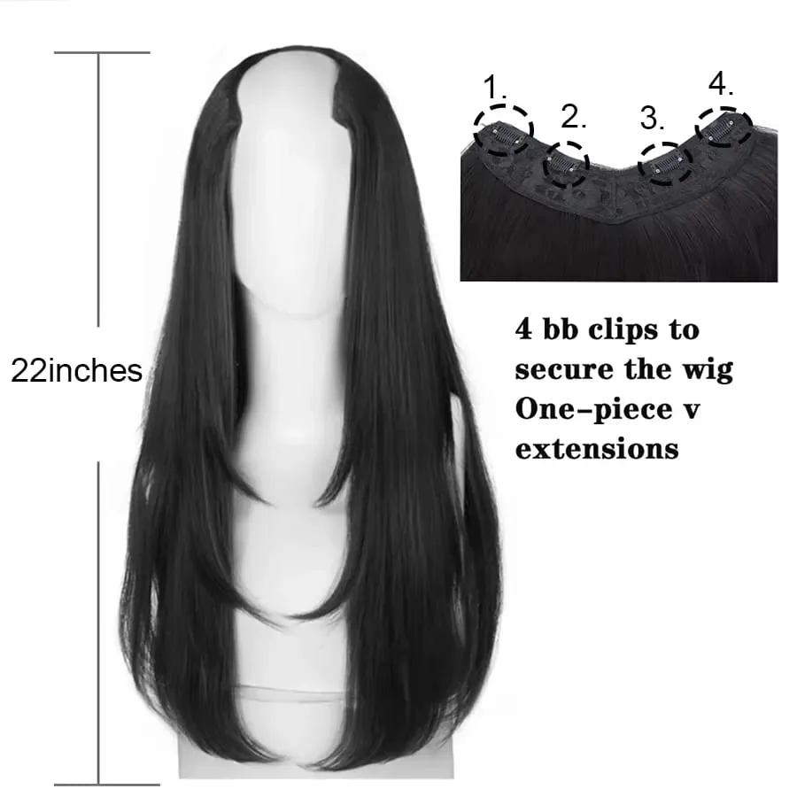 Synthetic Wig Women's Traceless Invisible U-shaped Long Straight Hair Natural Extension Wig for Daily Party Halloween Christmas