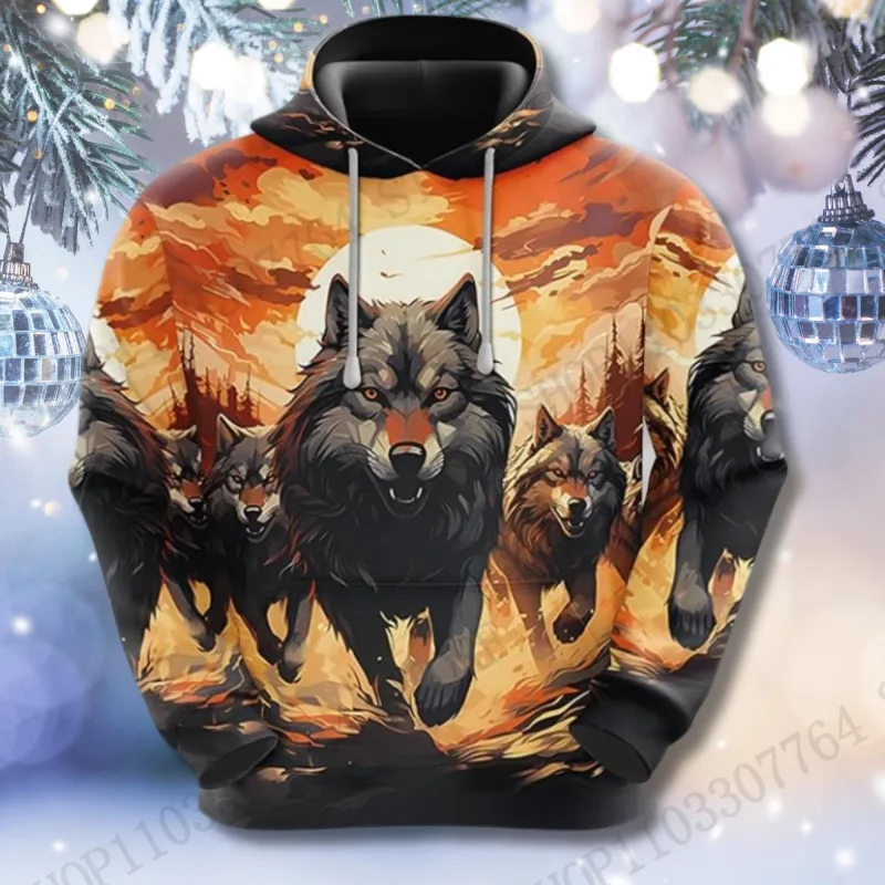 Fire Wolf 3d Print Hoodie Men Women Fashion Y2k Graphic Hoodie Tracksuit Animal Hoodie Sweatshirt Autumn Winter Clothes Y2k Coat
