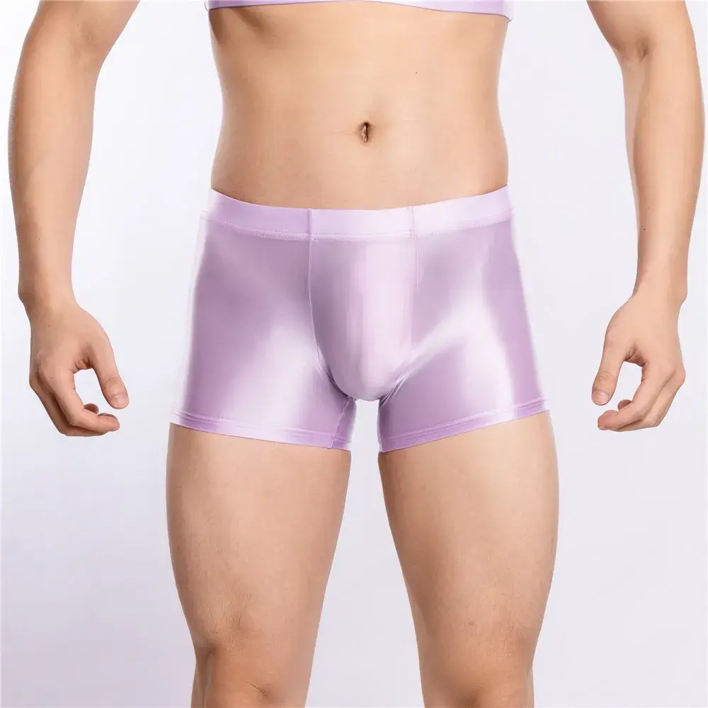 Sexy Men Hot Short Panties U Bulge Pouch Boxer Oil Shiny Glossy Smooth Lingerie Candy Color Underwear Breathable Briefs