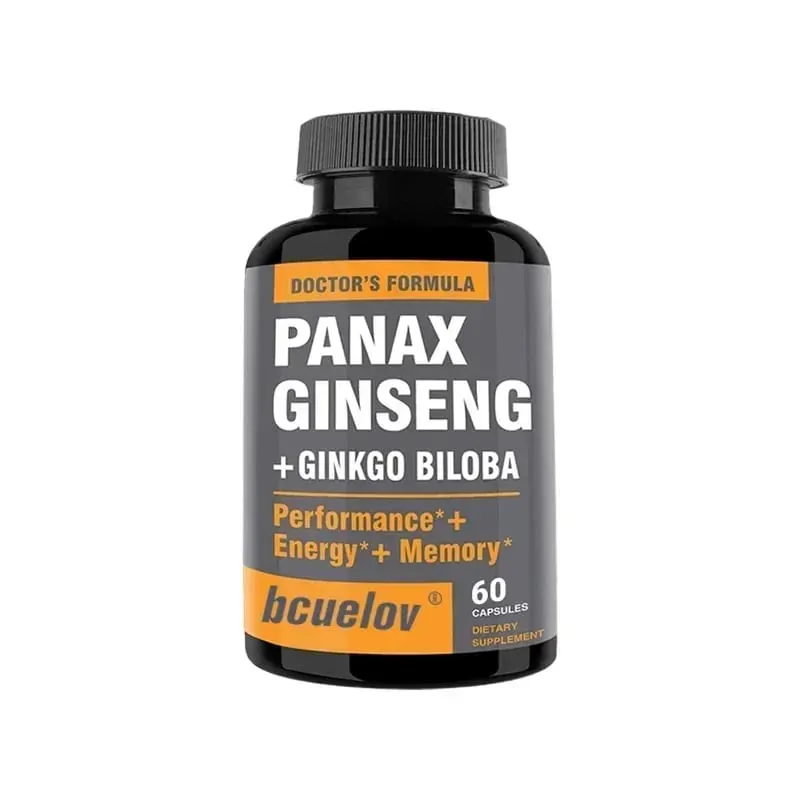 Ginseng + Ginkgo Biloba Supplement Boosts Energy Focus Supports Cognitive Athletic Performance & Heart Health 120 Caps