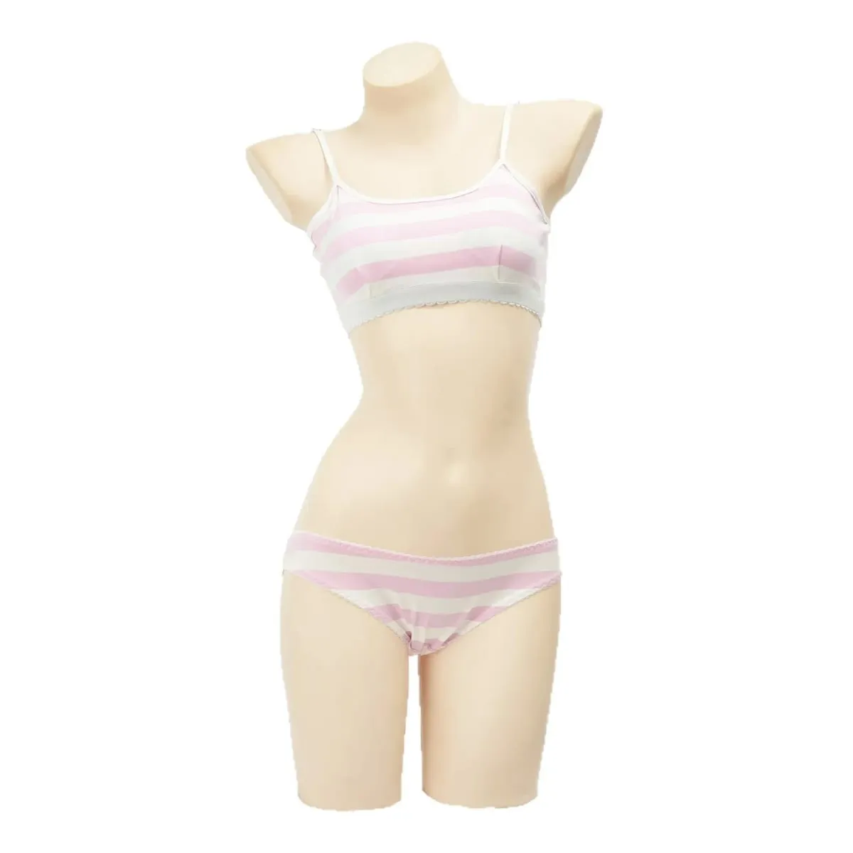 100% Cotton Blue Pink & White Stripe Cute Women's Girl's Camisoles & Panties Set Lolita Vest Underwear Cosplay Anime