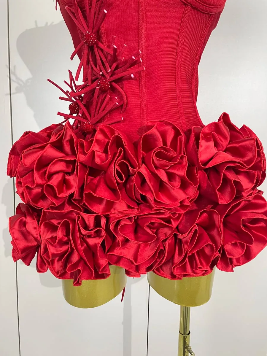 Sexy Halter Prom Gown Celebrity Club Two Piece Set Cocktail Elegant Women Fashion Luxury Birthday Party Red Black Bandage Outfit