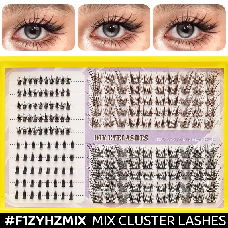 Fluffy Mixed DIY Cluster Lash Extensions 20 Rows Volume Individual Lashes Dramatic D Curl Thick Cluster Eyelashes — image 8
