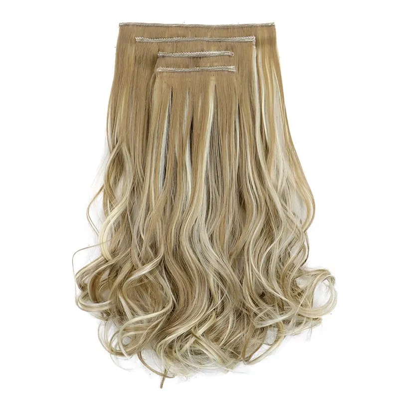 Synthetic 14Inch Short Wavy Curly Hair Extension 4pcs/set Clip -in Invisible Soft Hairpiece for Women Party Daily Use