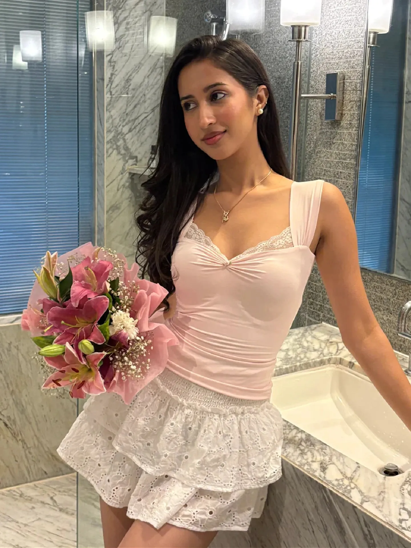 Dulzura Summer Latest Fashion Backless Lace Ruffles Patchwork Slim Fit Camisole Women'S Casual Versatile Street Style Outfit Y2K