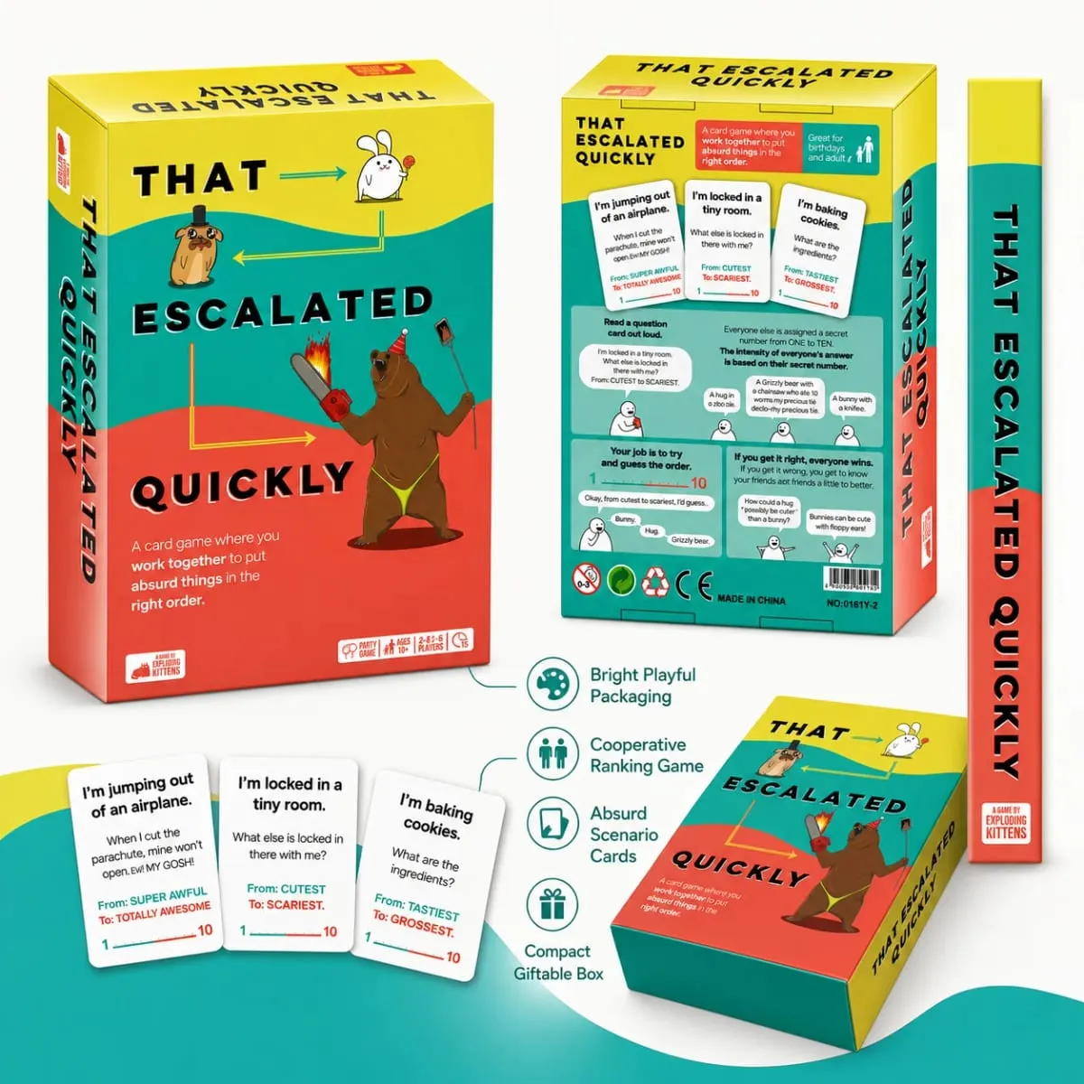 That Escalated Quickly Card Game Funny Party Board Game Family Team Strategy Game for Kids and Adults English Version