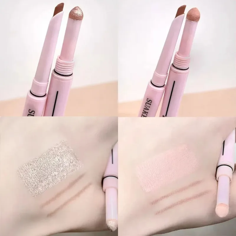 Dual End Glitter Matte Aegyosal Pen Brightening Highlight & Shadow Stick Eye Makeup Lying Silkworm Eyeliner Gel Pencil 애교살 펜