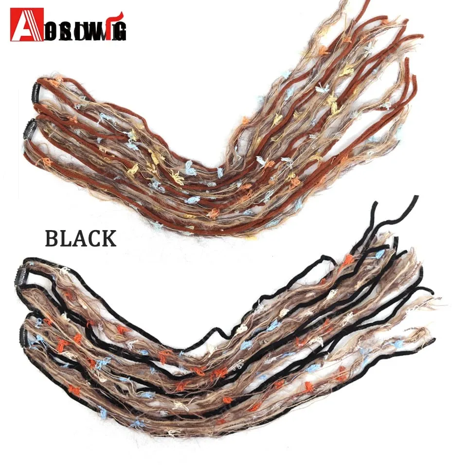 Colorful Rope Braided Hair Clip In Extensions Black Natural Hair Dreadlock Hair Pieces Bohemian Hair Accessories For Women Daily