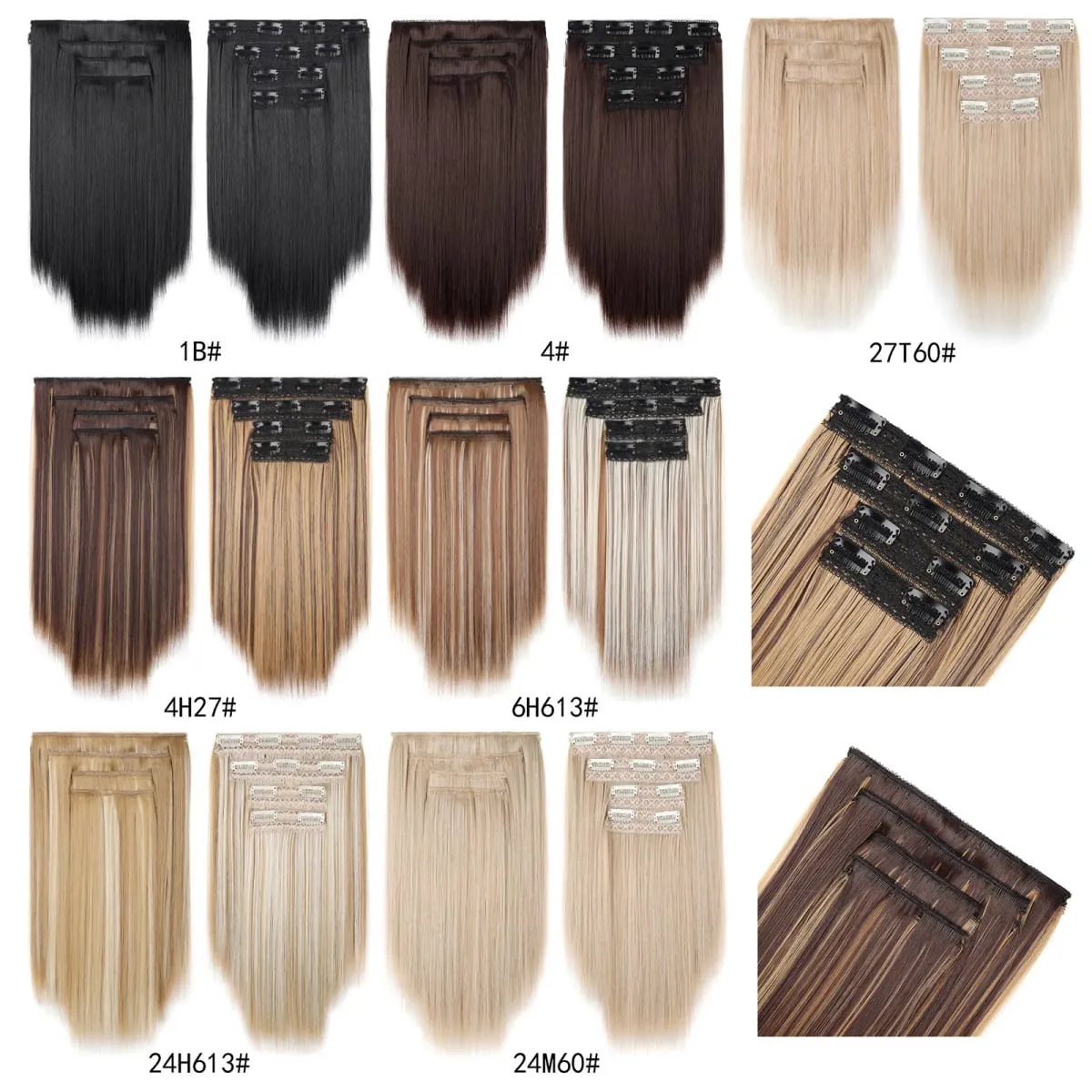 12 Inch Straight Clip In Hair Extensions 4Pcs/set Full Head Short Synthetic Highlight Hair Extensions For Women