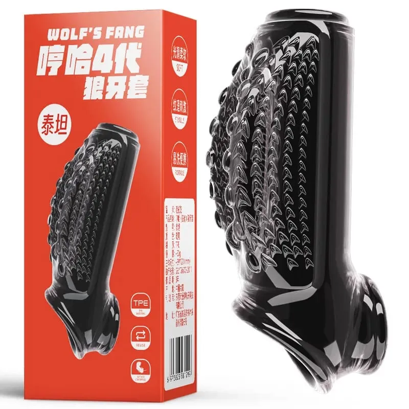 Penile Condom Male Transparent Particles Sheath Male Penis Sleeve Silicone Sex Toys Sheath Stretchable Cock Enlargement