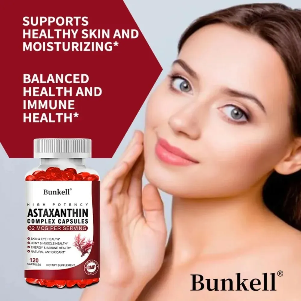 Astaxanthin Complex Capsules - with Fish Oil Antioxidant Supports Vision Eye and Skin Muscle Joint and Immune Health