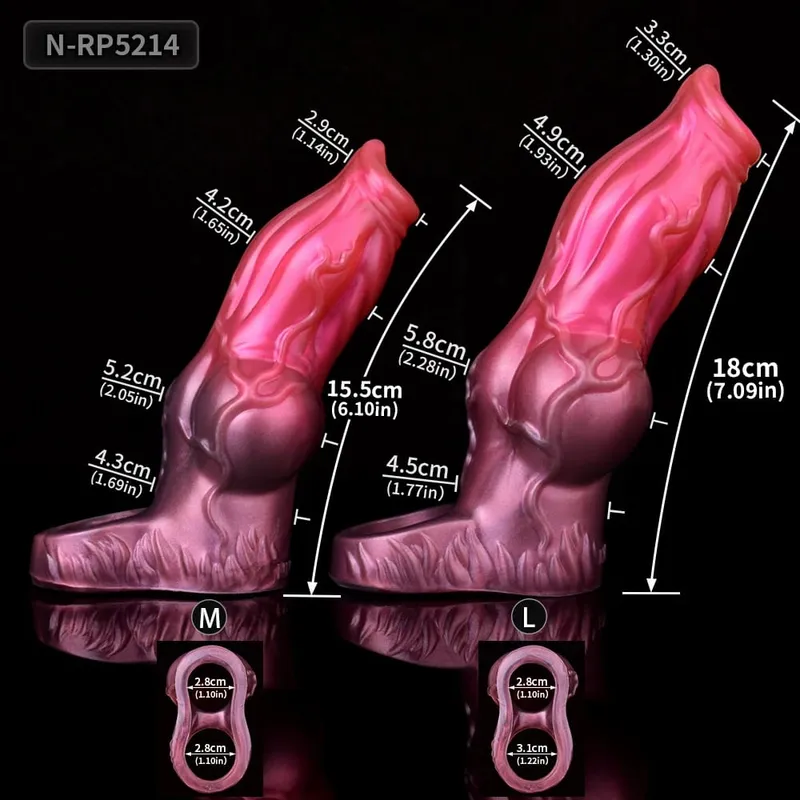 Malaking Horse Penis Sleeve Hollow Dildo Enlargement Sleeve Silicone Reusable Knot Condom Cock Ring Extender Sex Toys para sa Mga Lalaki