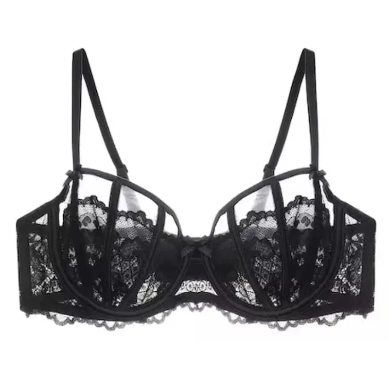 Sexy renda francesa push up sutiã conjunto feminino orelhas de coelho lingerie demi copo meio sutiã roupa interior leve verão 32-38ab conjunto de lingerie