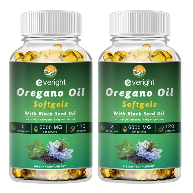 Organic Oregano Oil with Black Seed Oil – Antioxidant Digestive Support Intestinal Flora Balance & Immune System Health