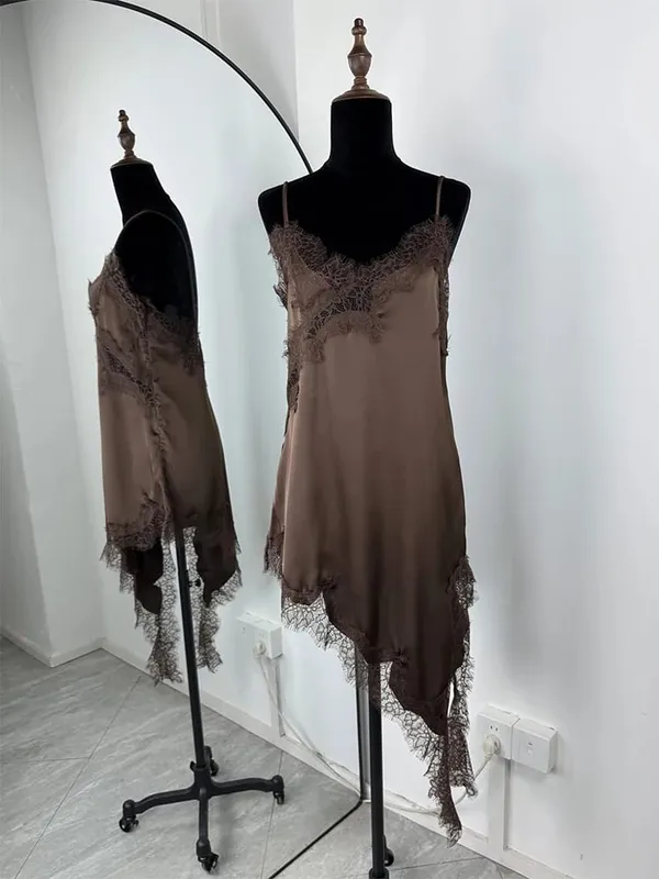 Trendix Black Lace Slip Dress Women exy Hollow Out Sleeveless Short Dresses Party Club Ruffle Loose Elegant Backless Mini Dress