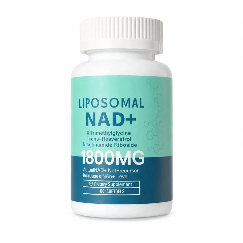 Liposomal NAD+ 1800mg Softgels Nicotinamide Riboside Trans-Resveratrol & TMG Energy Support Non-GMO Gluten-Free 60 Count