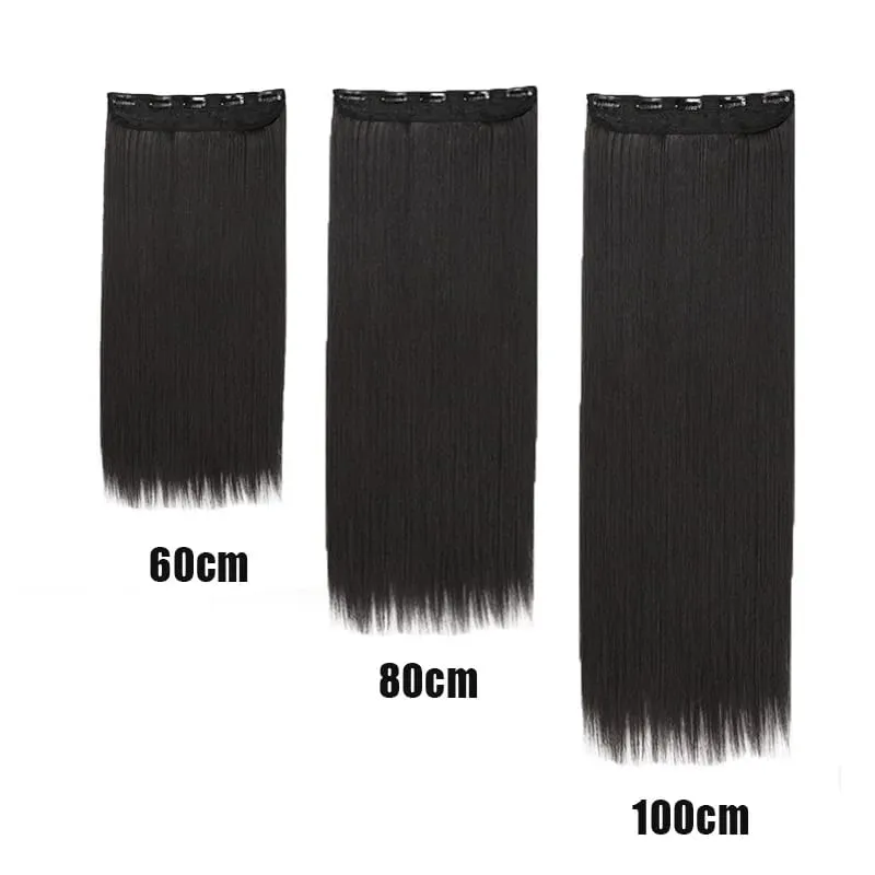 Synthetic 5Clip In Hair Extensions Long Straight Hairstyle Hairpiece Black Brown Blonde 24/32/40INCH Natural Fake Hair For Women