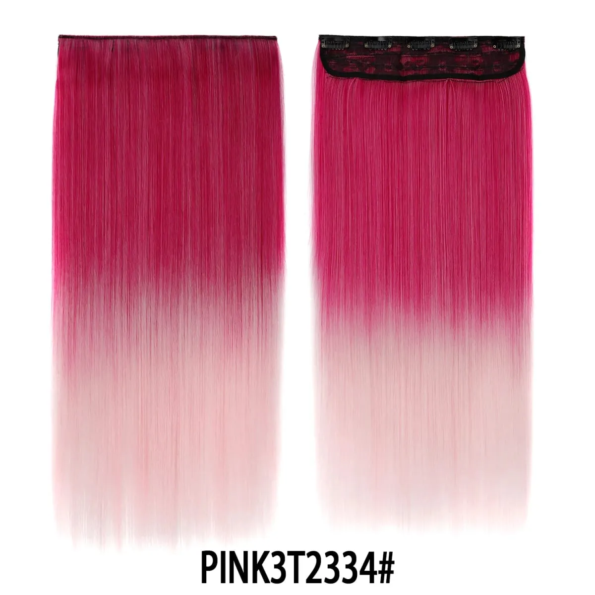 Jeedou Rainbow Hairpieces Clip In Hair Extension One Piece With 5Clips Ombre Color Straight Hair Wig For Girls Halloween Cosplay