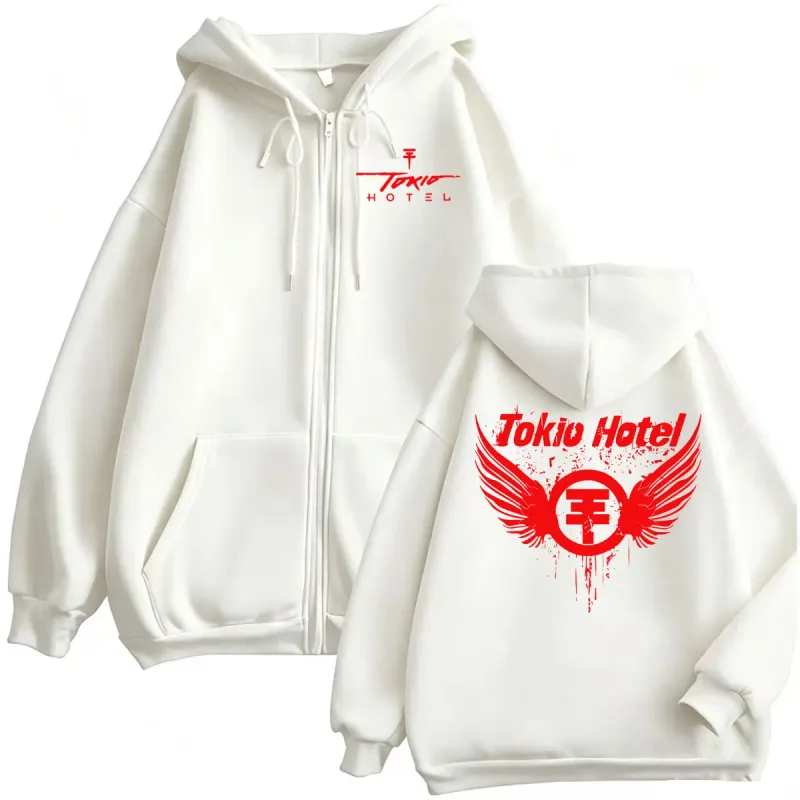 Tokio Hotel Band Music Arena Tour Zipper Hoodies Men's Hip Hop High Street Sweatshirts Jacket Coats Fashion Casual Zip Up Hoodie