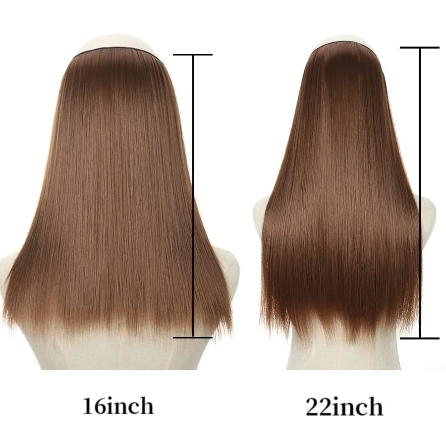 16/22inch Invisible Wire Hair Extensions Headband Adjustable Size Natural Long Straight Hairpiece Synthetic Hair Piece for Women