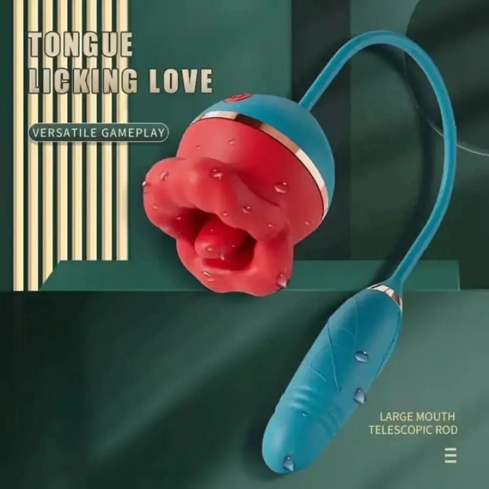 2in1 Clitoral Licking Rotating G Spot Vibrator Clit Tongue Dildo Vaginal Vibrating Stimulator Adult Sex Toys for Women