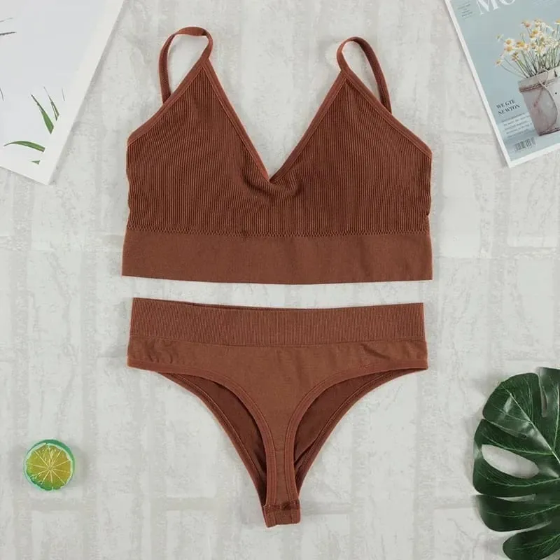 2 Pcs Bra Set Underwear Set Women Panties Sexy G-String Seamless Bralette Female Lingerie Soft Tank Crop Top 2026 New