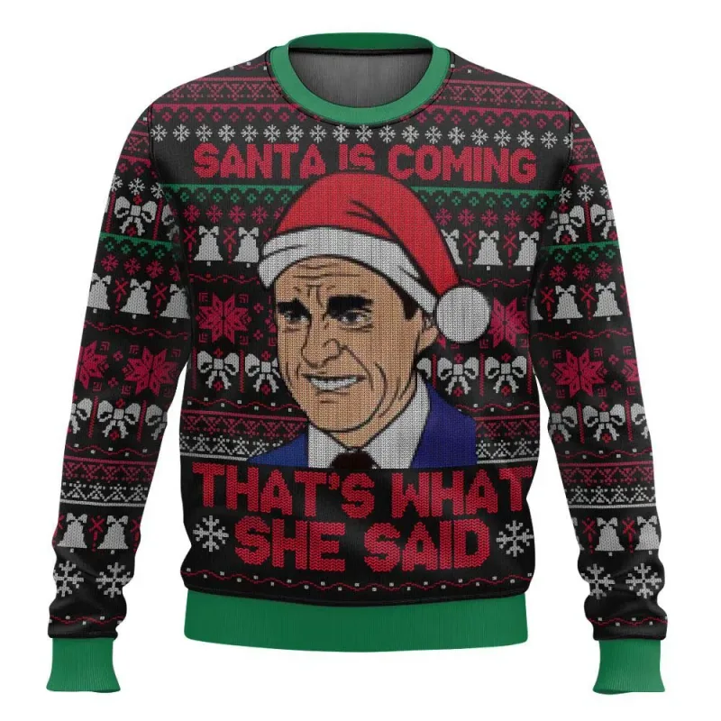 False The Office Ugly Merry Christmas Sweater 2025 New Fashion Men Oversized Hoodie Pullover Tops Winter Women Sweatshirt
