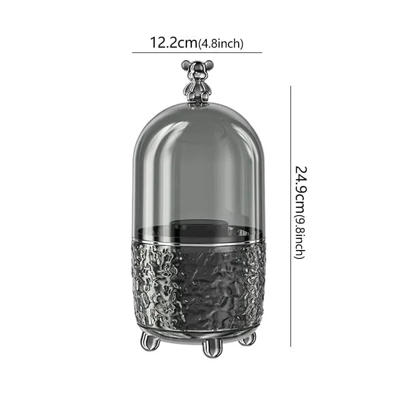 360° Rotating Makeup Brushes Holder Portable Desktop Cosmetic Organizer Dustproof with Cover Lipstick Perfume Clutter Organizer