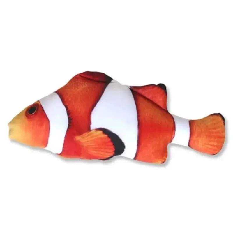 New Clownfish Throw Doll Toy Fish Plush Doll 3D Fish Shape Sleeping Pillow Gift Catnip Toy Christmas Perfect Animal Plush Pillow — image 2