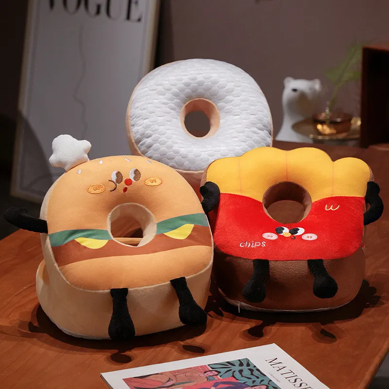 Hamburger Chips Plush Kawaii Sleeping Pillow Cartoon Cushion for Office Chair Waist Backrest Cushion Sofa Home Decor Kid Gifts