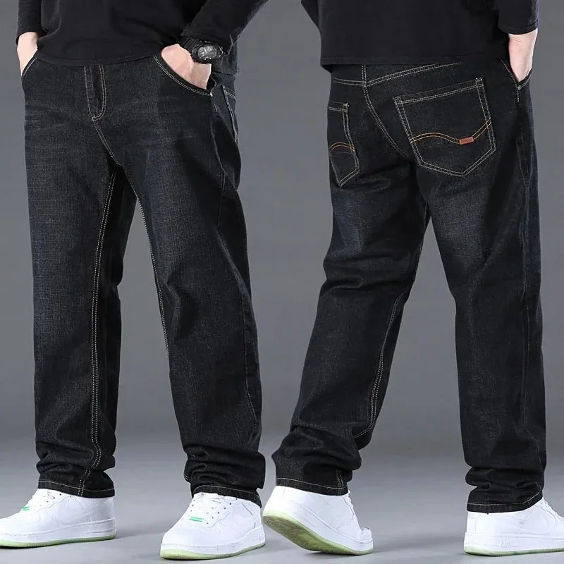 Men's Jeans Pants Big Size 50 High Stretch Denim Fabric Large Size Pants for 45-150kg Jeans Hombre Wide Leg Jeans Pantalon Homme