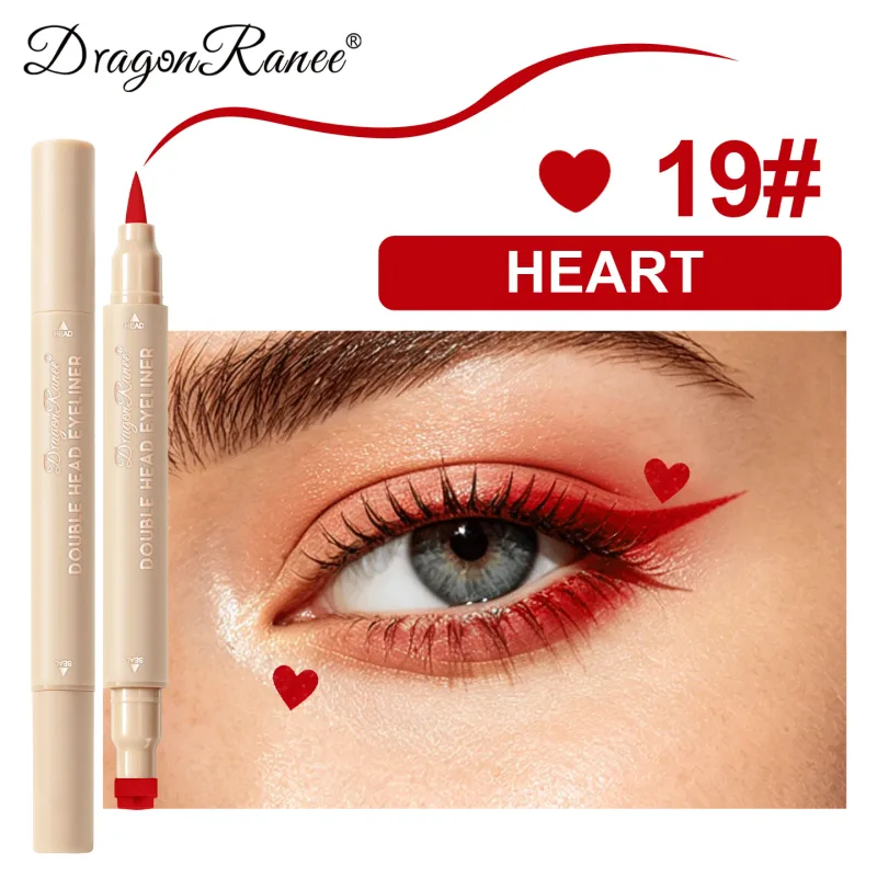 Double Head Eyeliner Stamp Waterproof Colorful Eyeliner With Heart/Star/Butterfly/Triangle Liquid Liner Seal Decorative Makeup
