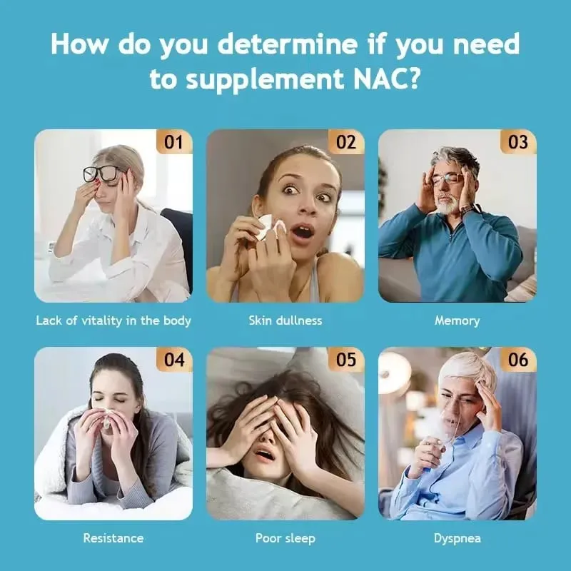 NAC Glutathione Food Supplement Detox & Antioxidant Anti-Aging for Liver Health Immune Support Skin Care Hair Nails