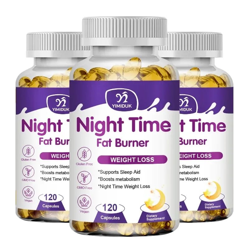Night Time Slimming Fat Burning Capsules Support Weight Loss Appetite Suppression Metabolism Detoxification for Lean Physique