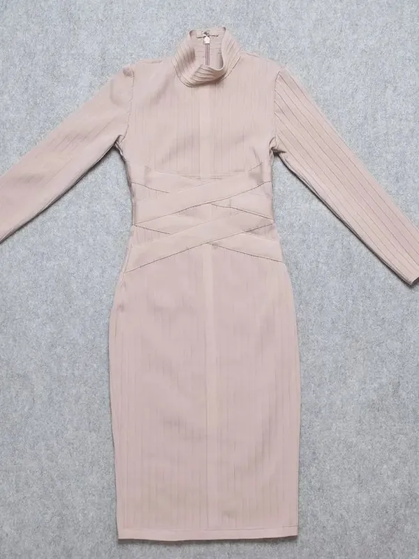 Szexi piros pólyás ruha 2023-as meztelen garbós hosszú ujjú irodai Bodycon ruha Cross Criss női Midi Vestidos Maxi XL