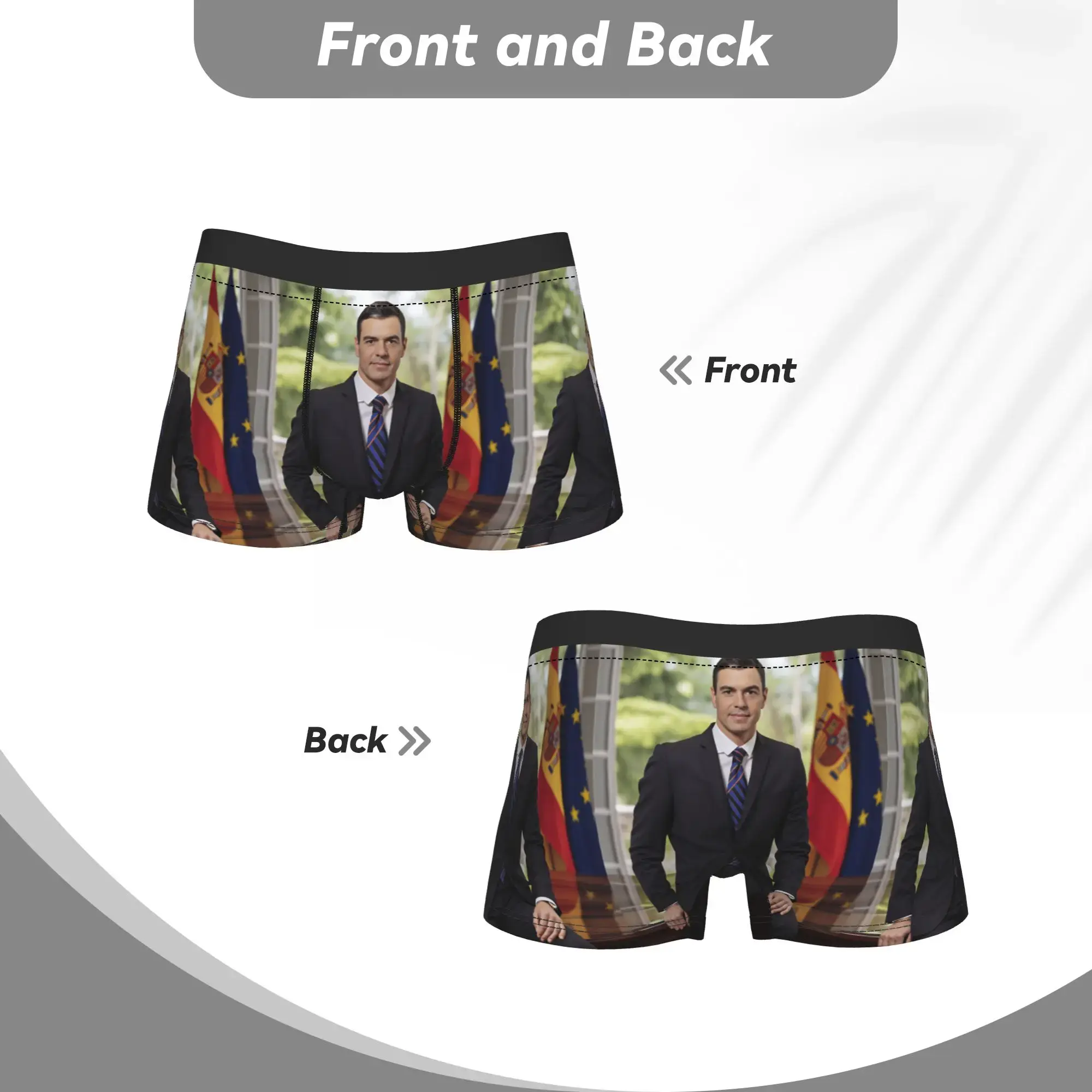Pedro Sanchez Cueca Impressão Tronco Venda Quente Calcinha Masculina Novidade Boxer Breve Presente de Aniversário