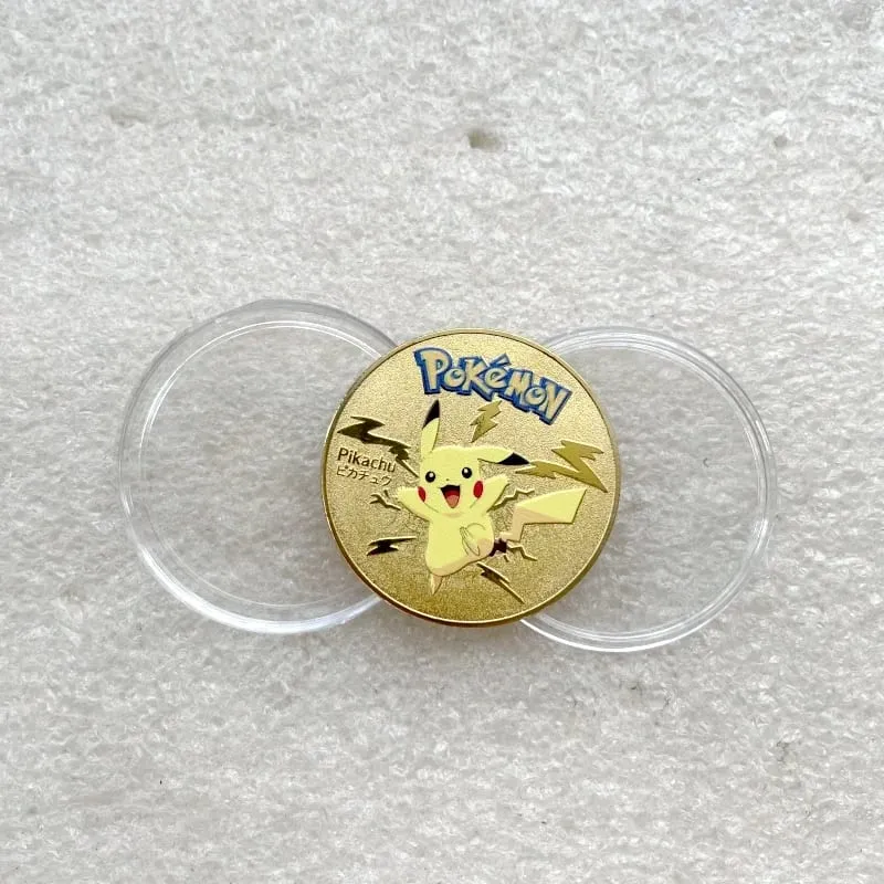 Pokemon Đồng Tiền Vàng Pikachu Anime Đồng Tiền Kỷ Niệm Charizard Vàng Kim Loại Tròn Đồng Xu Đồ Chơi