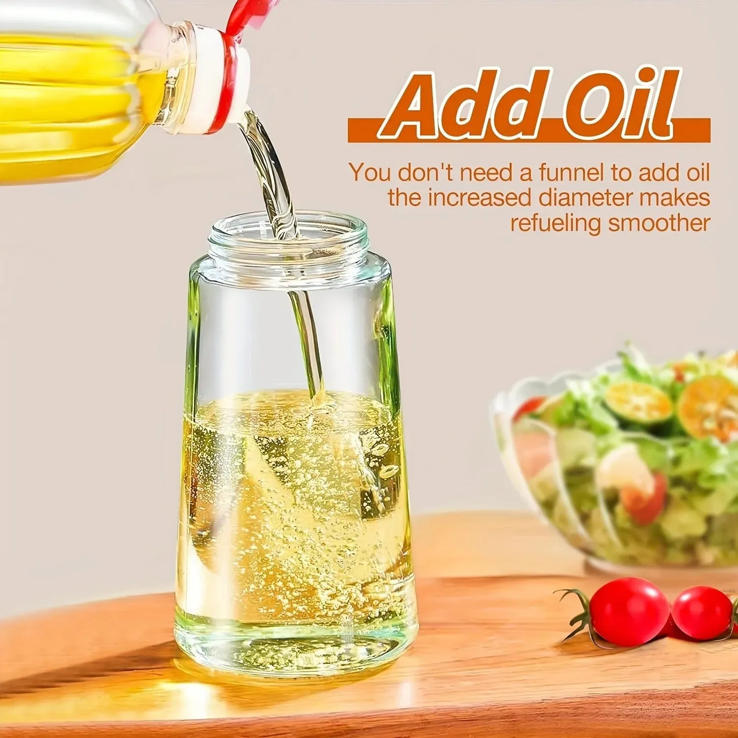 470ml 2-in-1 oil can and injector olive oil pour suitable for cooking air fryer salad barbecue (white)
