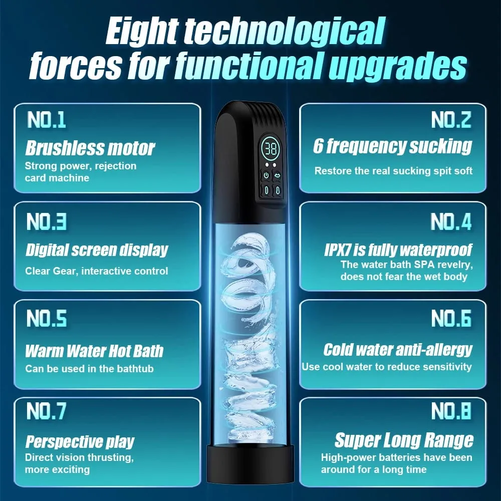 IPX7 Electric Penis Pump for Vacuum Pump Enlargement Extend Pump Waterproof 6 Suction Extender Enhancer Sex Toys for Men