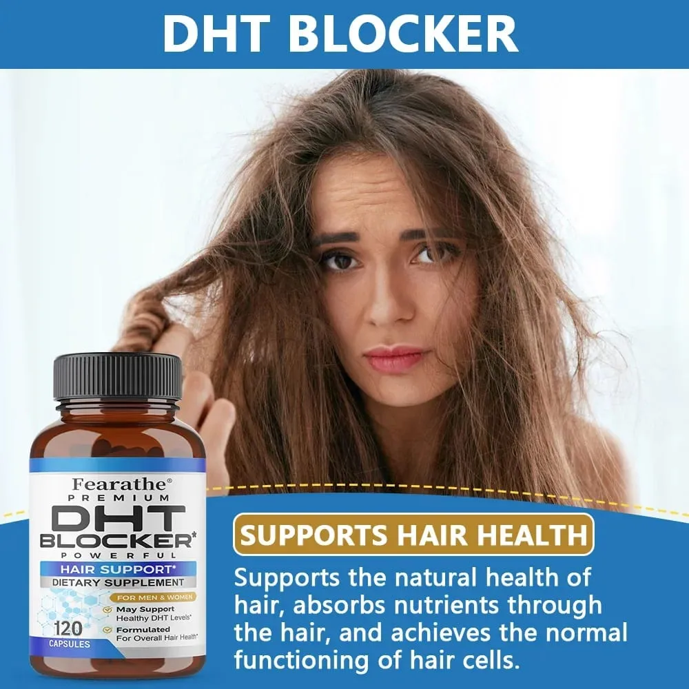 DHT Blocker Powerful Saw Palmetto and Biotin Hair Growth Supplement Promotes Hair Growth Strengthens Hair and Scalp