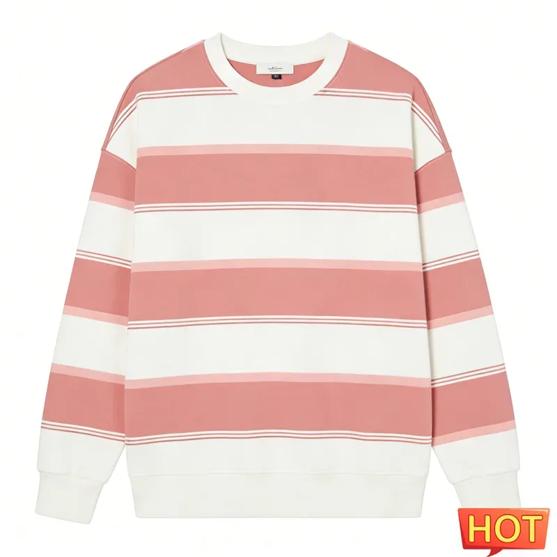 Simple Fashion Striped Pattern Sweatshirts For Men Casual Autumn 3D Printed Long Sleeve Hoodies Loose Daily Wear Basic Pullovers