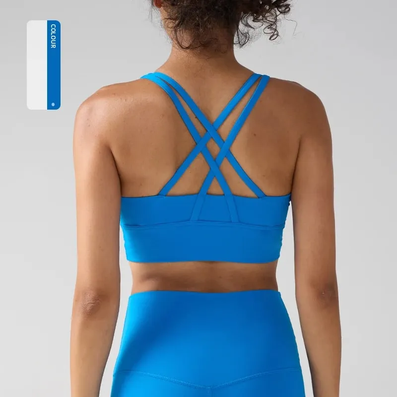 Solid Color Women Women Fitness Yoga Bras Race Back Sports Bras Nylon Top Women Bra Sexy Breathable Underwear For Women Gym