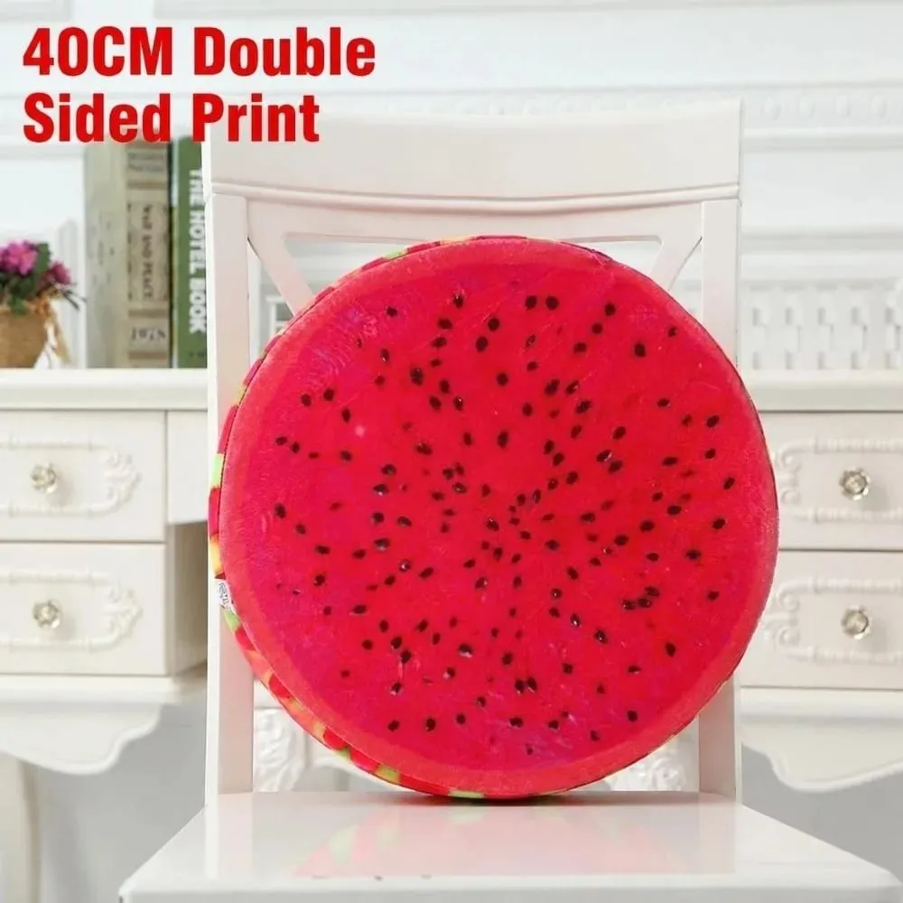 Cute Round Fruit Pillow Simulation Plush Fabric Seat Cushion Fruit Slice Print Stuffed Inner Plush Pillow Sofa Decor