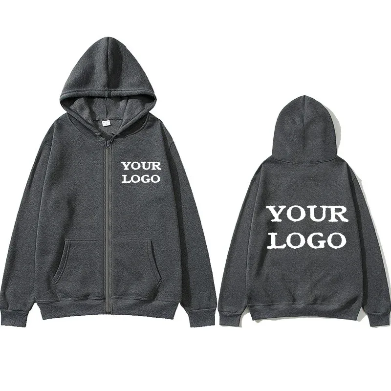 Custom Printed Hoodies Men and Women Zipper Hooded Sweatshirts Loose Casual Clothing Hooded Cardigans Men's Street Hoodies