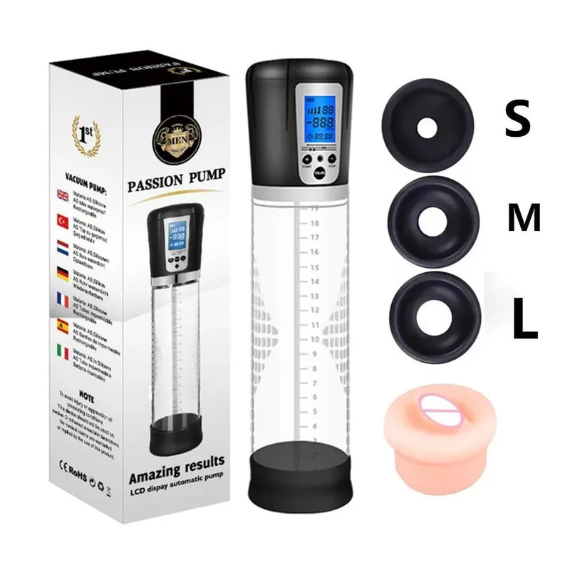Automatic Electric Penis Pump Trainer Toy Male Self-pleasure Device with 3 Rings Suction Modes Ideal for Adult Men Sex Toys 18+