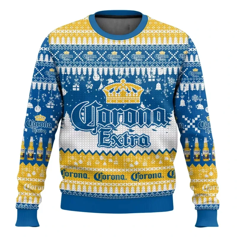 Suéter feio de cerveja Corona Natal cerveja feliz bebendo presente de Natal masculino e feminino plus size suéter elegante