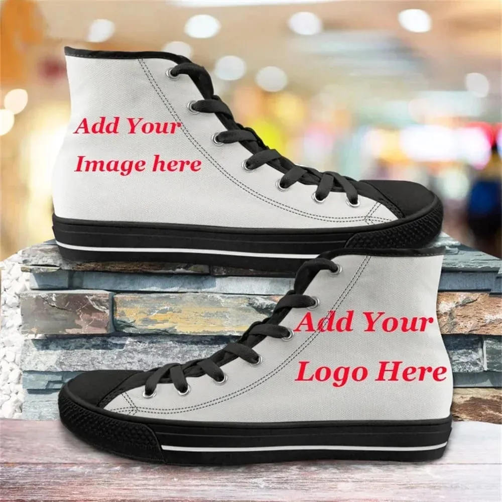 Custom Your Logo Image Text Name Pinted Shoes For Unisex High Top Canvas Shoes Women Free Dropshipping Ladies Sneakers